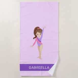 Purple Personalized Gymnastics Beach Towel