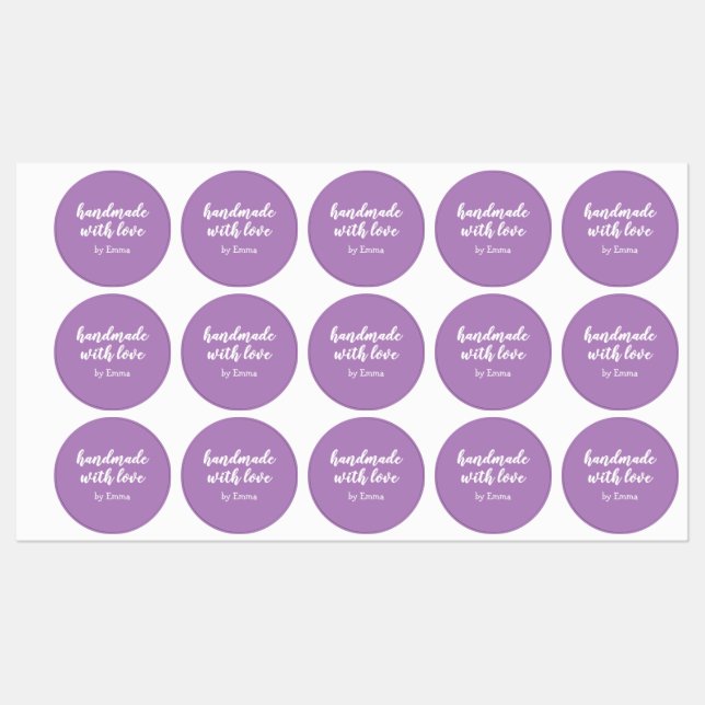 Purple Personalized Handmade with Love Minimalist Labels (Sheet)
