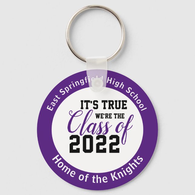 Purple Personalized High School Class of 2022 Keychain (Front)