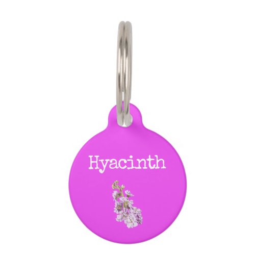 Purple Personalized Hyacinth Flower Pet ID Tag