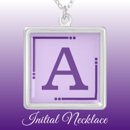 Purple personalized initial silver plated necklace