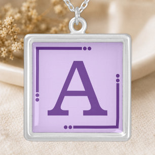 Purple personalized initial silver plated necklace
