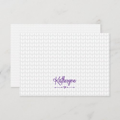 Purple Personalized Knit Stitch Note Card