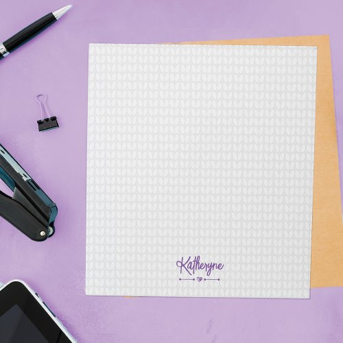 Purple Personalized Knit Stitch Notepad