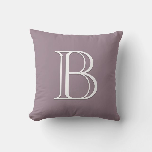 Purple Personalized Letter Monogram Initial Throw Pillow (Front)