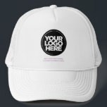 Purple | Personalized Logo and Text Baseball Trucker Hat<br><div class="desc">Create your very own corporate cute chic purple Trucker Hat! Our sleek and contemporary template comes in a variety of colors, offering full customization options to showcase your business logo, chosen photograph or image. Enhance personalization by adding your name, company slogan or moniker, promotional Instagram handle, or any personalized text...</div>