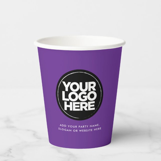 Purple | Personalized Logo and Text Paper Cups (Front)