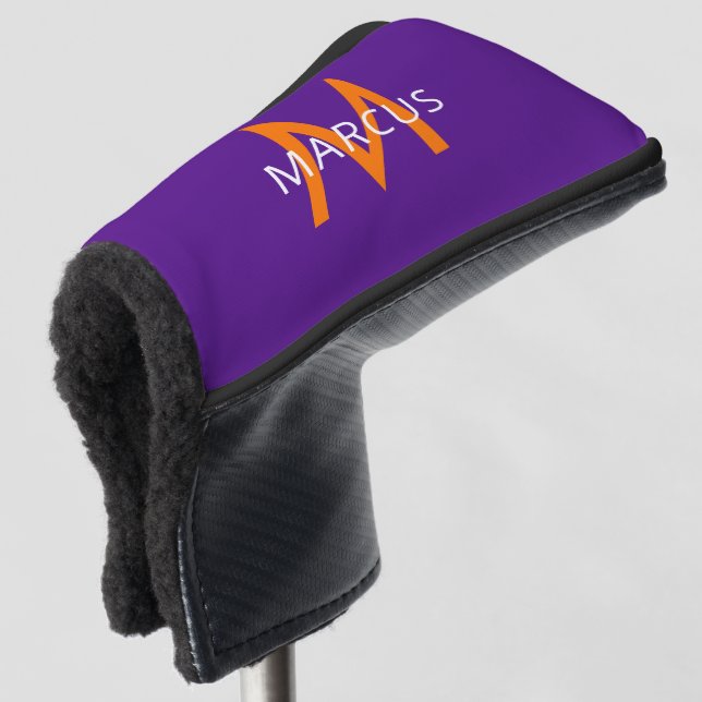 Purple Personalized Monogrammed Blade Style Putter Golf Head Cover (3/4 Front)