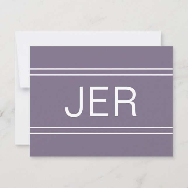 Purple Personalized Monogrammed Name Initial Chic Note Card (Front)