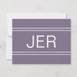 Purple Personalized Monogrammed Name Initial Chic Note Card