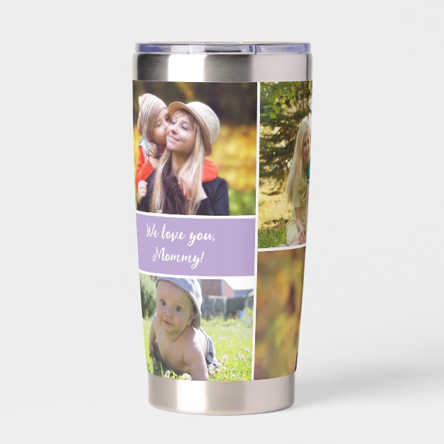 Purple Personalized Mother's day Photo Collage  Insulated Tumbler (Front)
