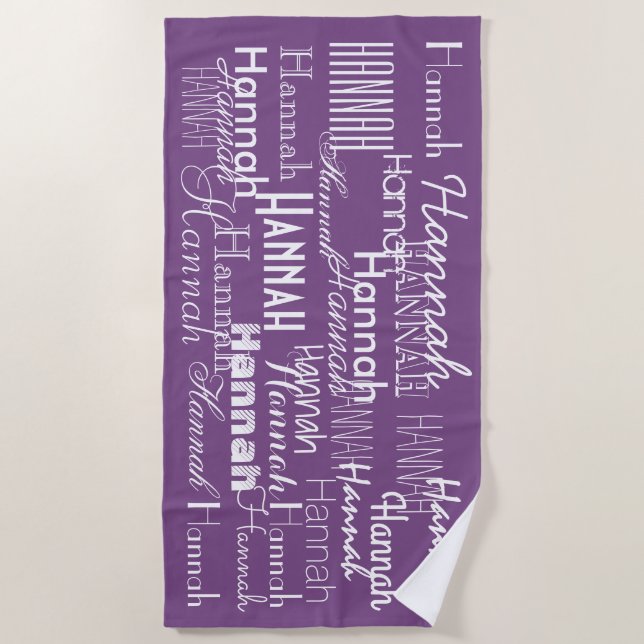 Purple Personalized Name Beach Towel (Front)