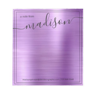 Purple Personalized Name From The Desk Of  Notepad