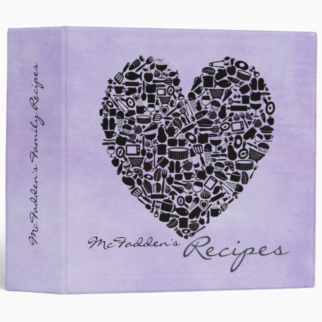 Purple Personalized Name Recipe Binder (Front/Spine)