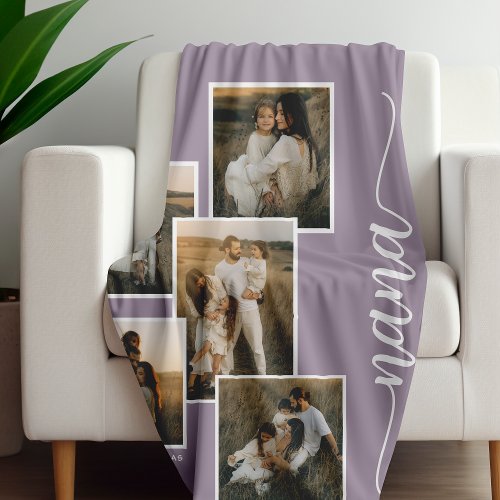 Purple Personalized Nana Grandkid 5 Photo Collage 