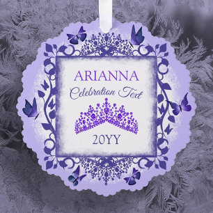 Purple Personalized Paper Ornament with Name