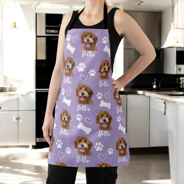 Purple Personalized Pet Photo Dog Lover Instagram Apron (Creator Uploaded)