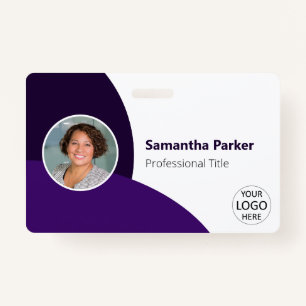 Purple Personalized Photo, Logo, Barcode Employee Badge
