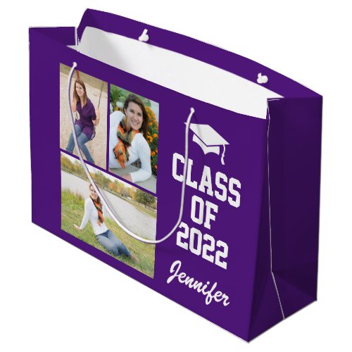 Purple Personalized Photo Senior Class 2021 Large Gift Bag