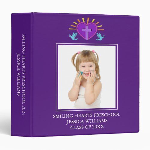 Purple Personalized Preschool Student Photo Album 3 Ring Binder