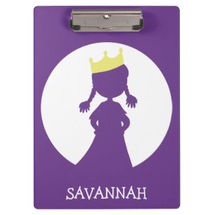 Purple Personalized Princess Silhouette Fairy Tale Clipboard