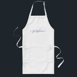 Purple Personalized script name adult apron<br><div class="desc">Introducing our Purple Personalized Script Name Adult Apron, a stylish and elegant choice for hosting botanical workshops, cooking classes, or any event where personalized aprons make delightful giveaways. This apron features an elegant purple color and a script font that adds a touch of sophistication to the design. Customize the aprons...</div>