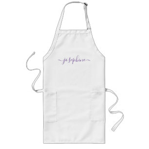 Purple Personalized script name adult apron