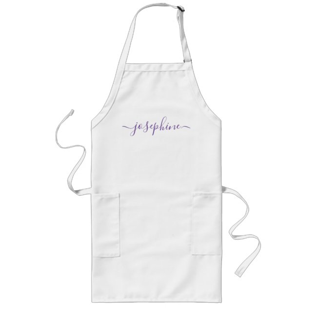Purple Personalized script name adult apron (Front)