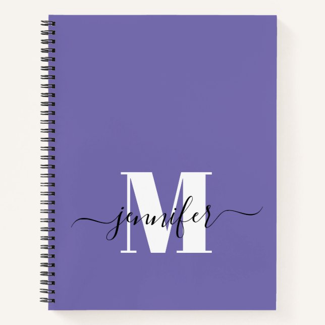Purple Personalized Sketchbook Monogram Name Notebook (Front)