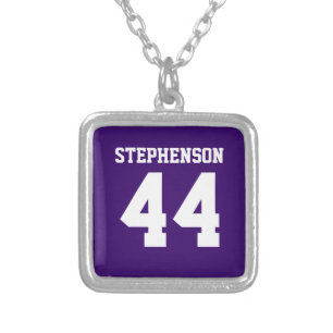 Purple Personalized Sports Name Number Pendant