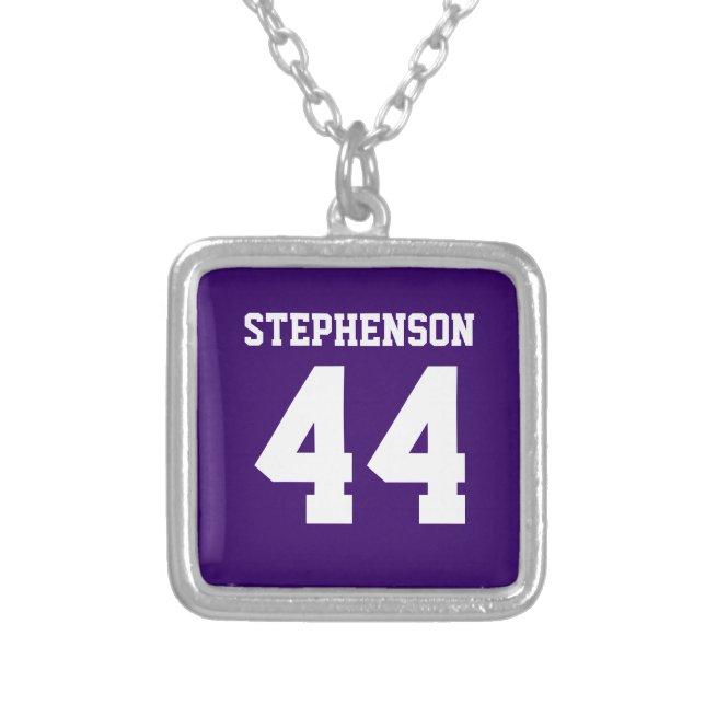Purple Personalized Sports Name Number Pendant (Front)