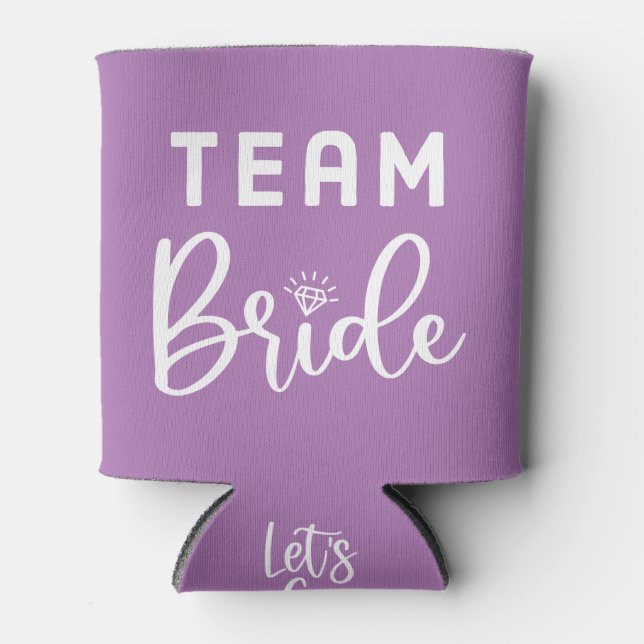 Purple Personalized Team Bride Can Cooler (Front)