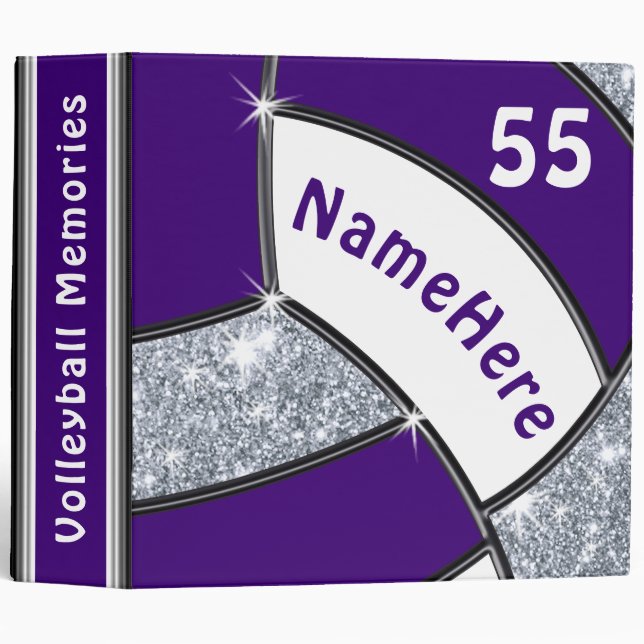 Purple Personalized Volleyball Senior Night Gifts 3 Ring Binder (Front/Spine)