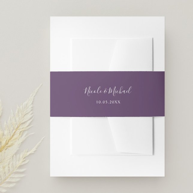 Purple Personalized Wedding Invitation Belly Band (Creator Uploaded)