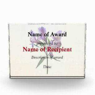 Purple Peruvian Lily Acrylic Award