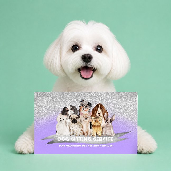 Purple Pet Business Coach Watercolor Dog Brand Card