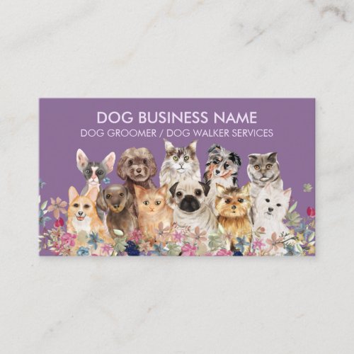 Purple Pet Dog Cat Business Card