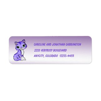 Purple Pet Kitty Cat Return Address Label