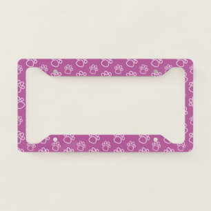 Purple Pet Paws License Plate Frame