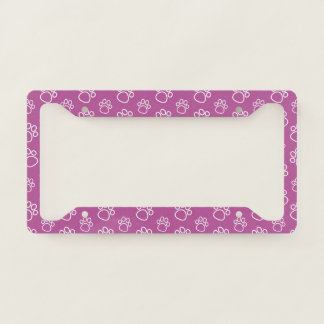 Purple Pet Paws License Plate Frame