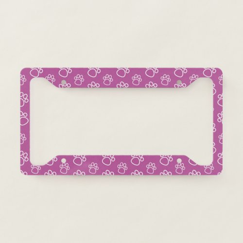 Purple Pet Paws License Plate Frame