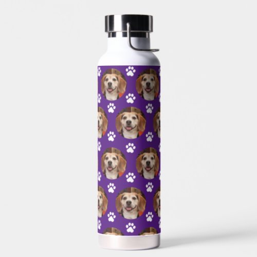  Purple Pet Photo Paw Prints Cat Dog Water Bottle