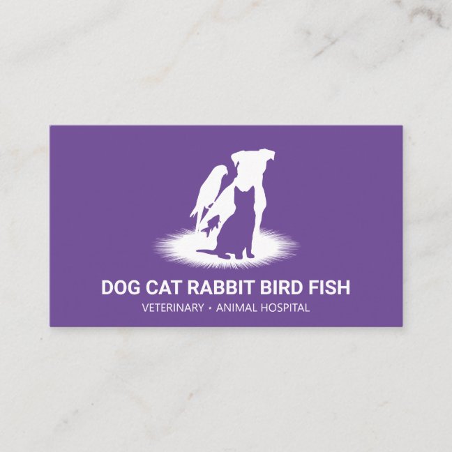 Purple Pet Store Boutique cat dog bird rabbit fish Business Card