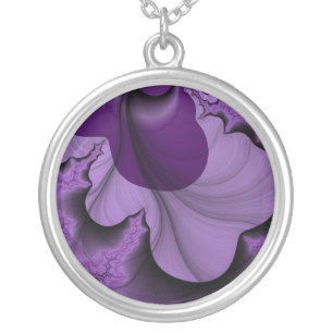 Purple petal silver plated necklace
