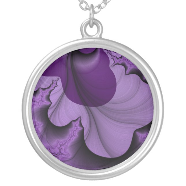 Purple petal silver plated necklace (Front)
