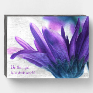 Purple Petals Be the Light Wood Box Sign