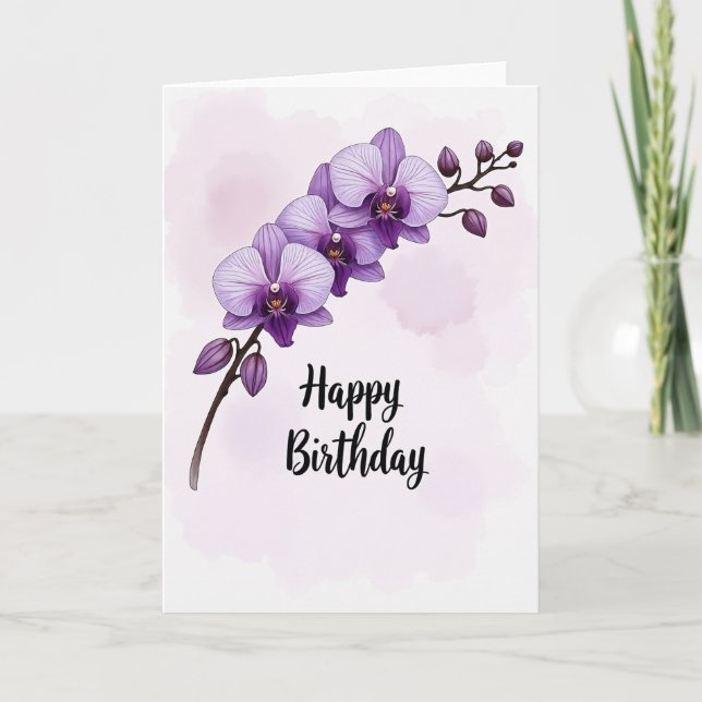 Purple Petals Birthday Card (Front)