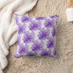 Purple Petals Outline Throw Pillow