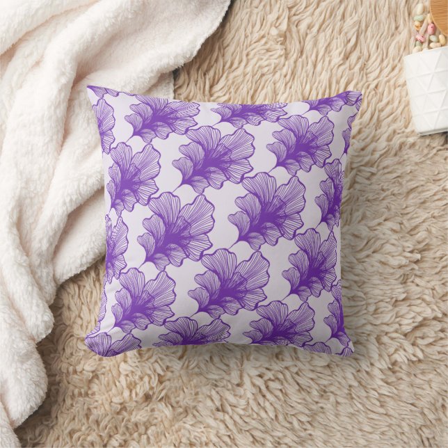 Purple Petals Outline Throw Pillow (Blanket)