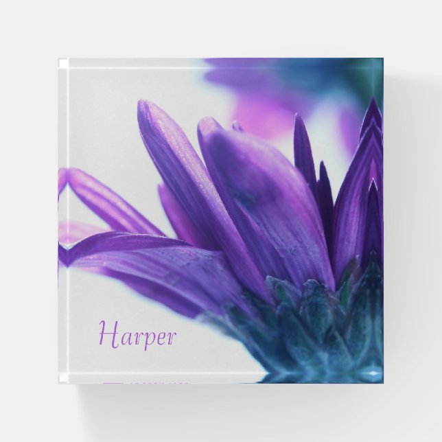 Purple Petals Personalized Paperweight  (Front)